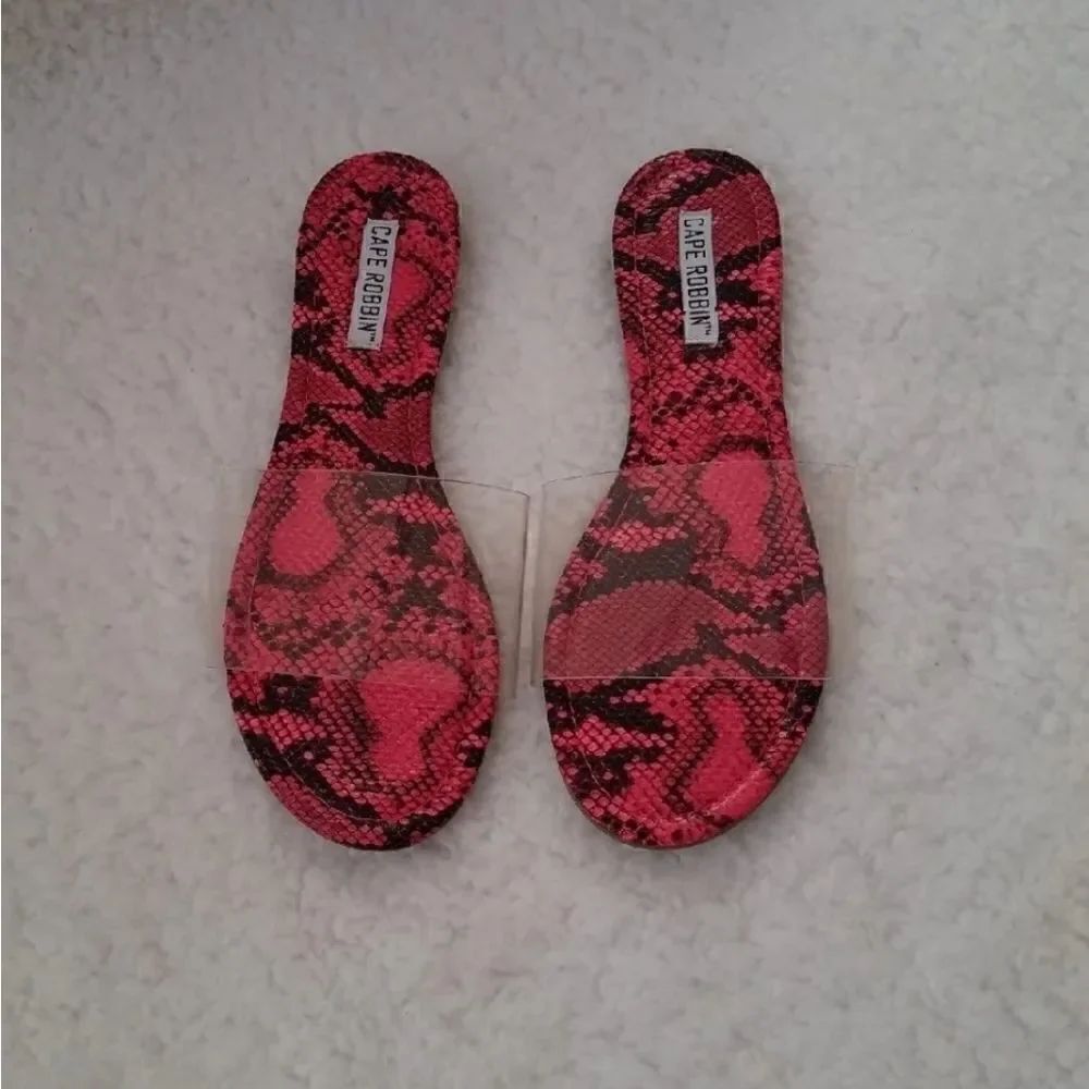 Cape Robbin Fonda Pink Snake Skin Slides